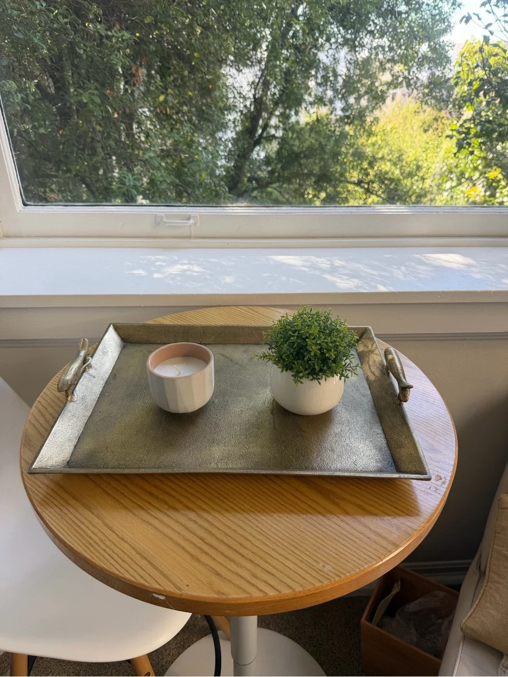 Decorative Metallic Gold Serving Tray with Handles - Antique Brass